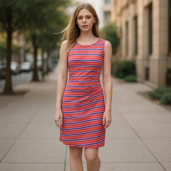 NWT $228 J. McLaughlin Sleeveless Nicola Dress Coral/ Orange Stretch Knee Length - Picture 1 of 8